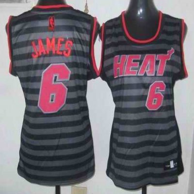 Heat #6 LeBron James Black/Grey Women's Groove Stitched NBA Jersey