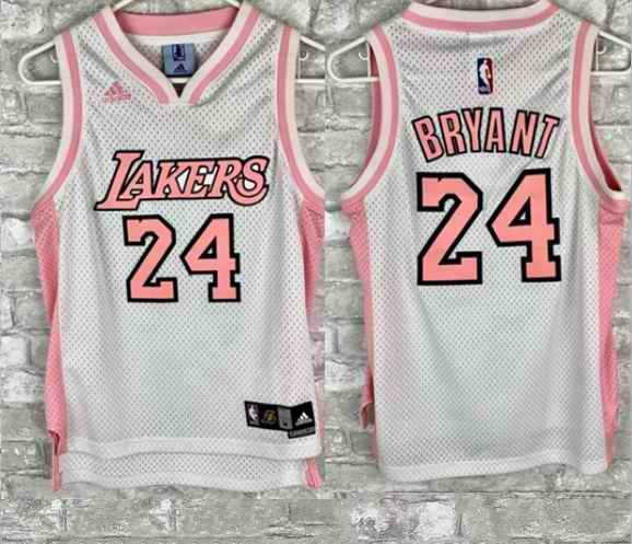 Toddlers Los Angeles Lakers #24 Kobe Bryant Pink Stitched Basketball Jersey