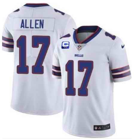 Women's Buffalo Bills #17 Josh Allen White With C Patch Stitched Jersey(Run Small)