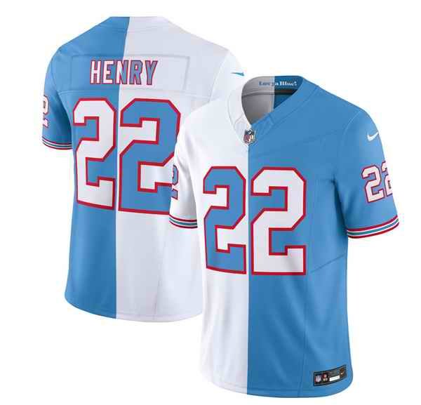 Men's Tennessee Titans #22 Derrick Henry White/Blue 2023 F.U.S.E. Split Vapor Limited Throwback Stitched Football Jersey