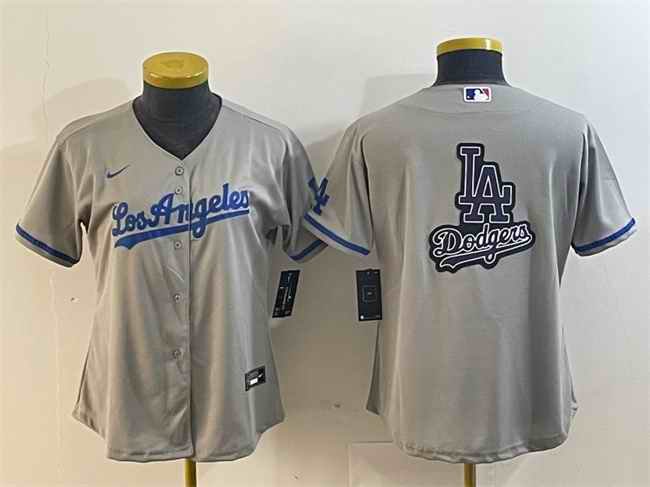 Youth Los Angeles Dodgers Grey Team Big Logo Stitched Jersey