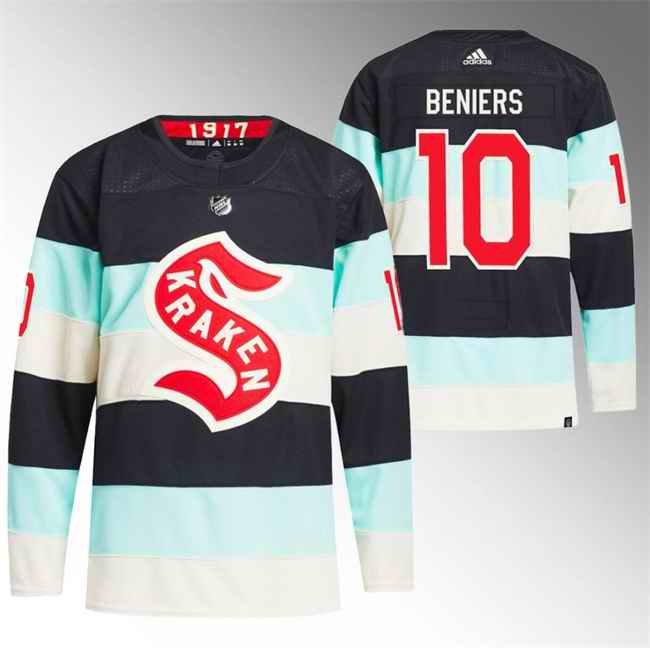 Men's Seattle Kraken #10 Matty Beniers 2024 Deep Sea Blue Winter Classic Stitched Jersey