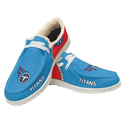 Women's Tennessee Titans Loafers Lace Up Fuzzy Lined Shoes 002 (Pls check description for details)