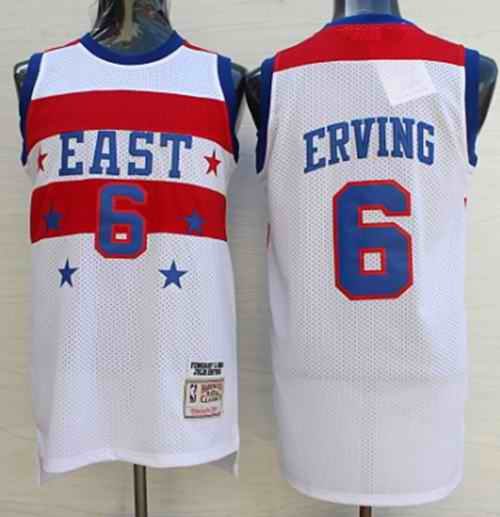 76ers #6 Julius Erving White 1980 All Star Stitched NBA Jersey