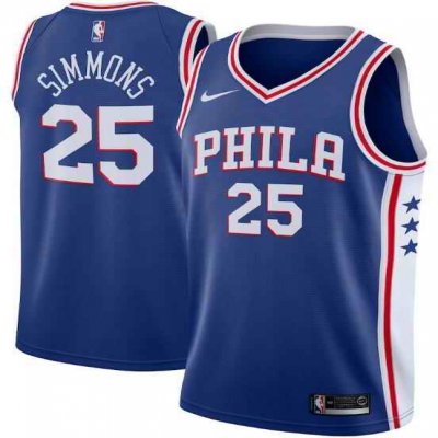 Men's Philadelphia 76ers #25 Ben Simmons Royal Icon Edition Stitched Swingman Jersey