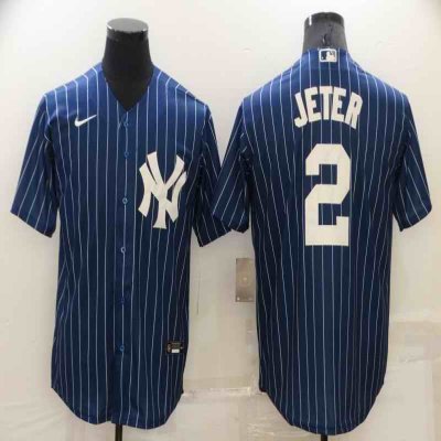 Men's New York Yankees #2 Derek Jeter Navy Cool Base Stitched Jersey