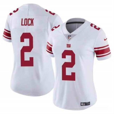 Women's New York Giants #2 Drew Lock White Vapor Stitched Jersey(Run Small)