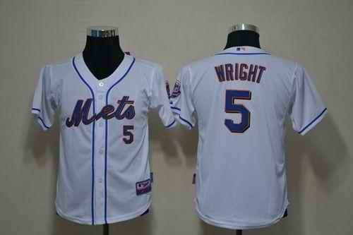 Mets #5 David Wright White Cool Base Stitched Youth MLB Jersey