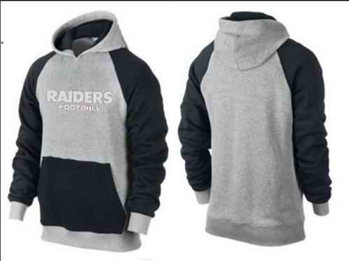 Oakland Raiders English Version Pullover Hoodie Grey & Blue