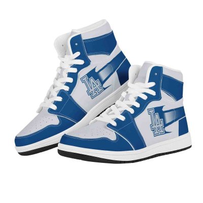 Men's Los Angeles Dodgers High Top Leather AJ1 Sneakers 003