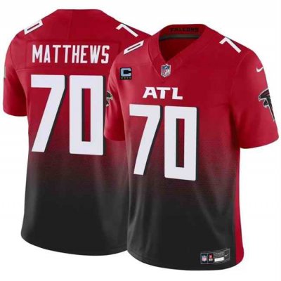 Men's Atlanta Falcons #70 Jake Matthews Red/Black 2024 F.U.S.E With 4-Star C Patch Vapor Untouchable Limited Stitched Football Jersey