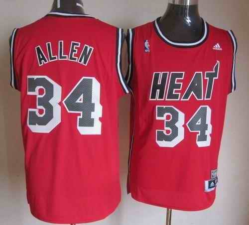 Heat #34 Ray Allen Red Hardwood Classics Nights Stitched NBA Jersey