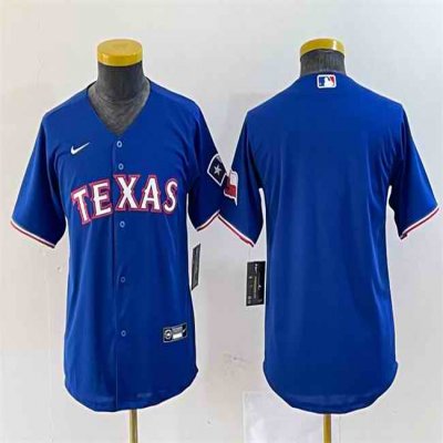 Youth Texas Rangers Blank Royal With Patch Stitched Baseball Jersey