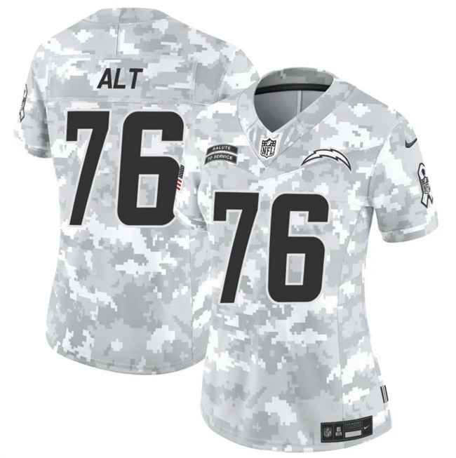 Women's Los Angeles Chargers #76 Joe Alt 2024 F.U.S.E Arctic Camo Salute to Service Limited Stitched Football Jersey(Run Small)