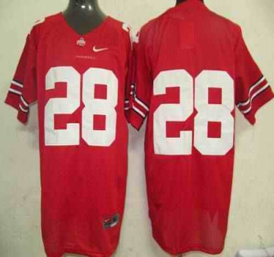 Buckeyes #28 Red Stitched NCAA Jersey