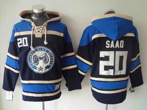 Blue Jackets #20 Brandon Saad Navy Blue Sawyer Hooded Sweatshirt Stitched NHL Jersey