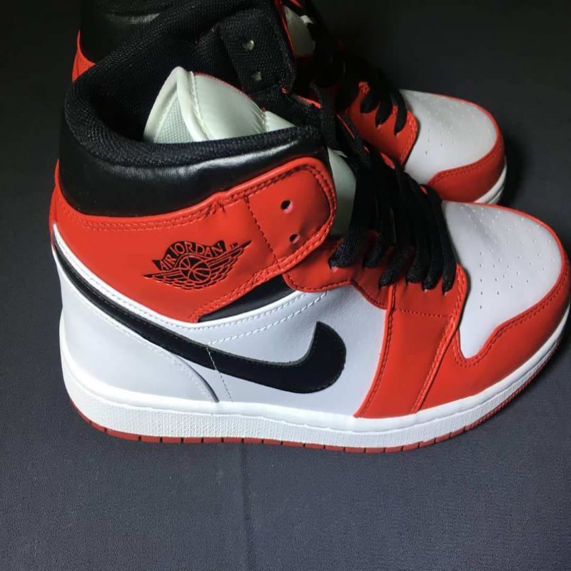 Men's Running Weapon Air Jordan 1 Orange White Shoes 0159