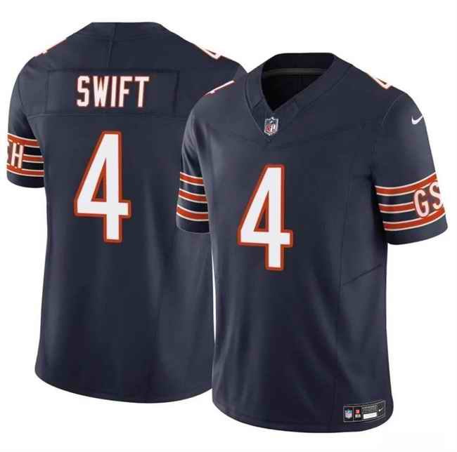 Men's Chicago Bears #4 D'Andre Swift Navy 2023 F.U.S.E. Vapor Stitched Football Jersey