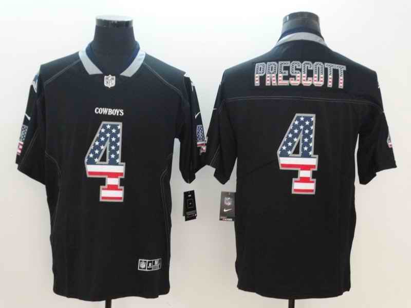 Men's Dallas Cowboys #4 Dak Prescott Black 2018 USA Flag Color Rush Limited Fashion NFL Stitched Jersey