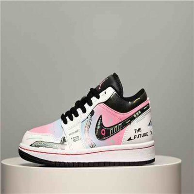 Men's Running Weapon Air Jordan 1 Low Black/White/Pink Shoes 0561