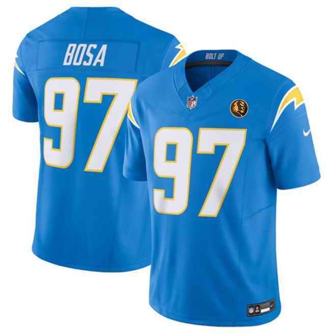 Men's Los Angeles Chargers #97 Joey Bosa Light Blue 2023 F.U.S.E. With John Madden Patch Vapor Limited Stitched Football Jersey