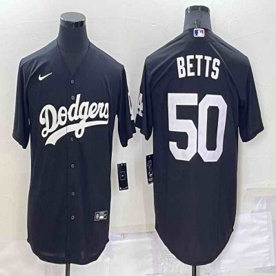 Men's Los Angeles Dodgers #50 Mookie Betts Black Cool Base Stitched Jersey