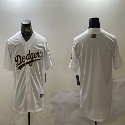 Men's Los Angeles Dodgers Blank White Gold Home Limited Stitched Baseball Jersey