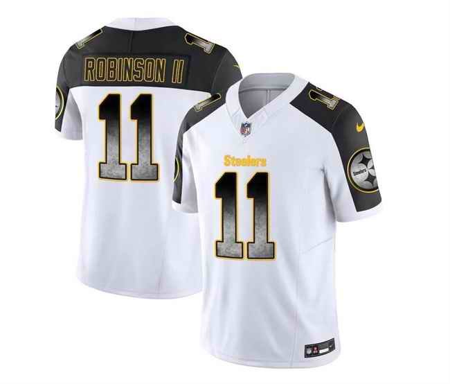 Men's Pittsburgh Steelers #11 Allen Robinson II White/Black 2023 F.U.S.E. Smoke Vapor Untouchable Limited Stitched Jersey