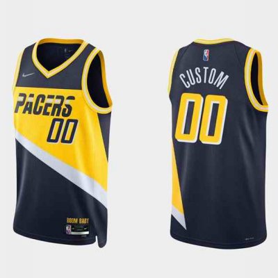 Men's Indiana Pacers Active Player Custom 2021/22 Navy City Edition 75th Anniversary Stitched Basketball Jersey