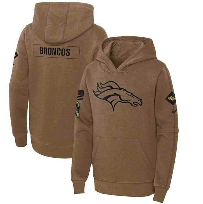 Youth Denver Broncos 2023 Brown Salute to Service Pullover Hoodie