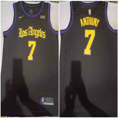 Men's Los Angeles Lakers #7 Carmelo Anthony Black Stitched Basketball Jersey