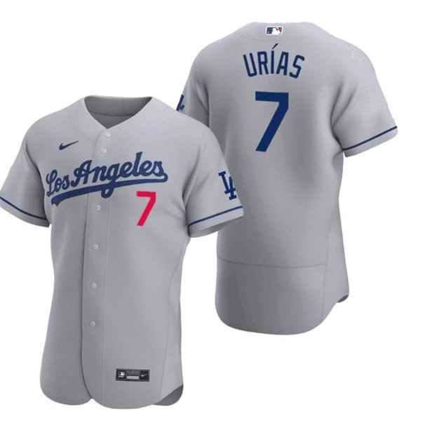 Men's Los Angeles Dodgers #7 Julio Ur'as Grey Flex base Stitched MLB Jersey