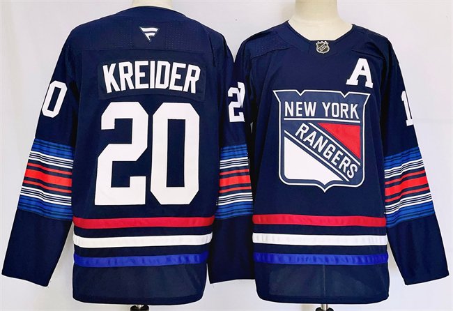 Men's New York Rangers #20 Chris Kreider Navy 2024-25 Stitched Jersey