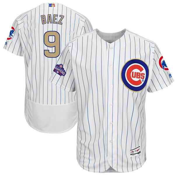 Women's Chicago Cubs #9 Javier Baez  White 2017 Gold Program Flex Base Stitched MLB Jersey(Run Small)