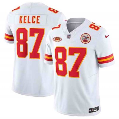 Men's Kansas City Chiefs #87 Travis Kelce White 2023 F.U.S.E. With NKH Patch Vapor Untouchable Limited Stitched Jersey