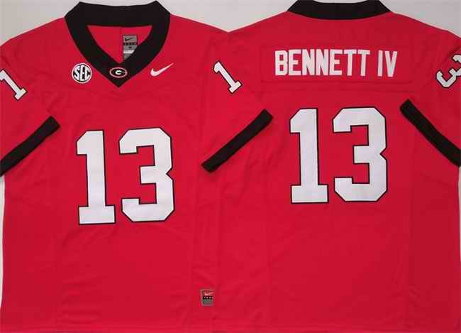 Georgia Bulldogs #13 Stetson Bennett IV Red 2024  Stitched Jersey