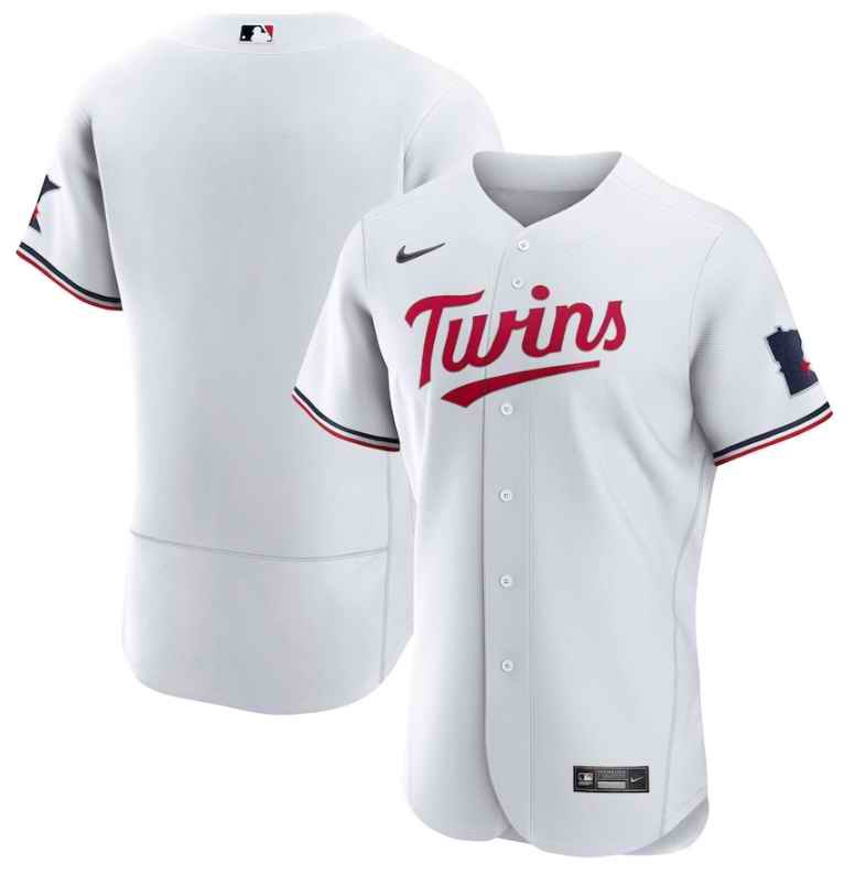 Men's Minnesota Twins Blank White 2023 Home Team Flex Base Stitched Jersey