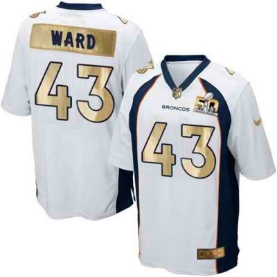 Nike Broncos #43 T.J. Ward White Men's Stitched NFL Game Super Bowl 50 Collection Jersey