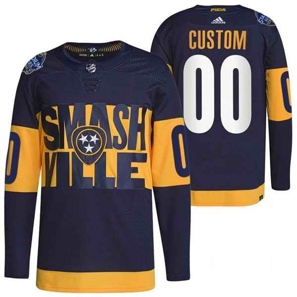 Men's Nashville Predators Active Player Custom 2022 Navy Stadium Series Breakaway Player Stitched Jersey