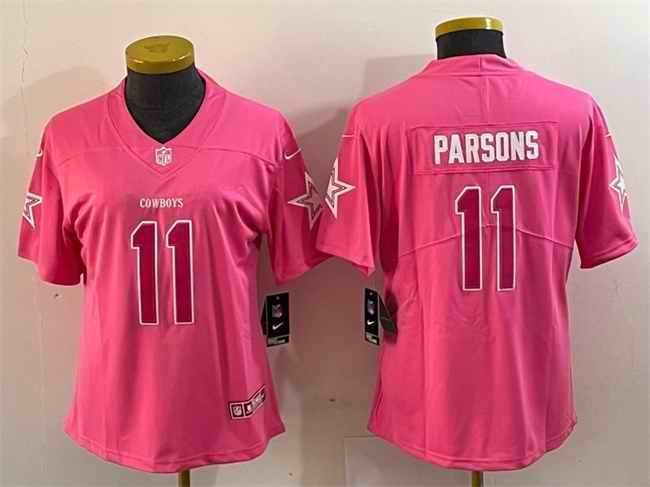 Women's Dallas Cowboys #11 Micah Parsons Pink Vapor Untouchable Limited Stitched Jersey(Run Small)