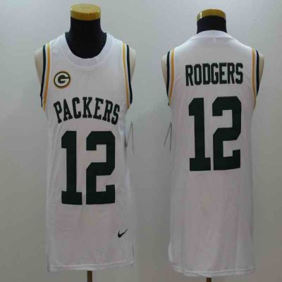 Men's Green Bay Packers #12 Aaron Rodgers White Limited Tank Top Jersey