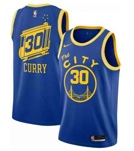 Men's Golden State Warriors #30 Stephen Curry 2020-2021 Blue Dri-FIT Hardwood Classic Stitched NBA Jersey