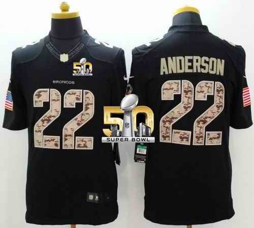 Nike Broncos #22 C.J. Anderson Black Super Bowl 50 Men's Stitched NFL Limited Salute to Service Jersey