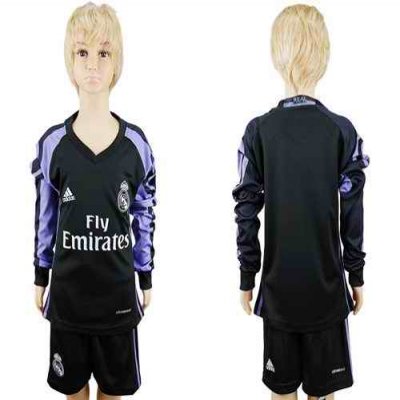 Real Madrid Blank Sec Away Long Sleeves Kid Soccer Club Jersey