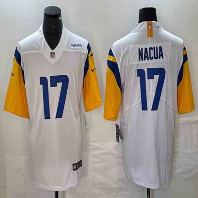 Men's Los Angeles Rams #17 Puka Nacua White Vapor Untouchable Limited Stitched Jersey