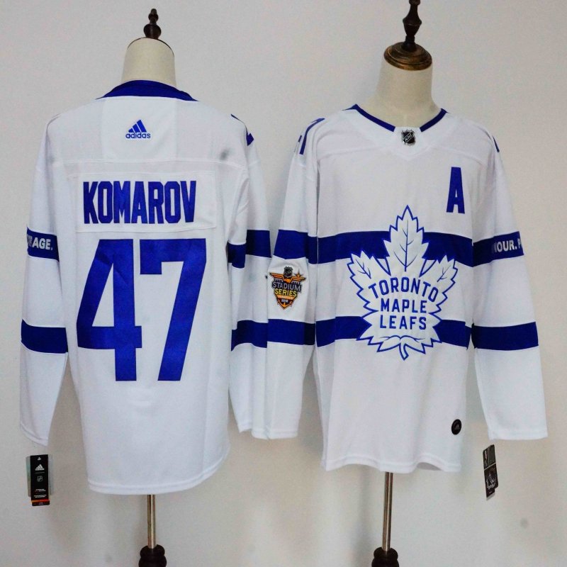 Men's Adidas Toronto Maple Leafs #47 Leo Komarov White 2018 NHL Stadium Series Stitched NHL Jersey