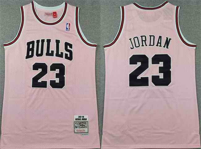 Men's Chicago Bulls #23 Michael Jordan Pink 1997-98 Stitched Basketball Jersey