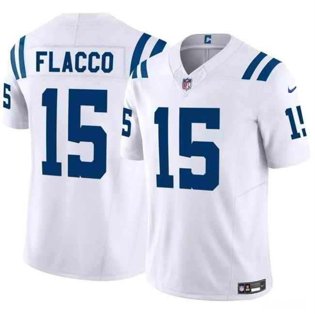 Men's Indianapolis Colts #15 Joe Flacco White 2024 F.U.S.E. Vapor Limited Stitched Football Jersey