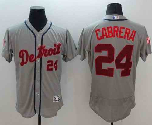 Tigers #24 Miguel Cabrera Grey Fashion Stars & Stripes Flexbase Authentic Stitched MLB Jersey