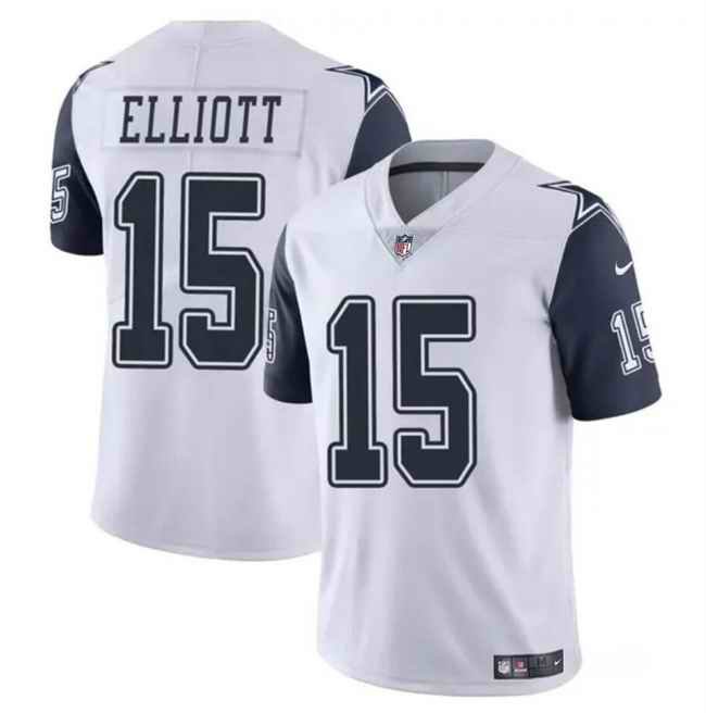 Youth Dallas Cowboys #15 Ezekiel Elliott White Color Rush Limited Stitched Football Jersey